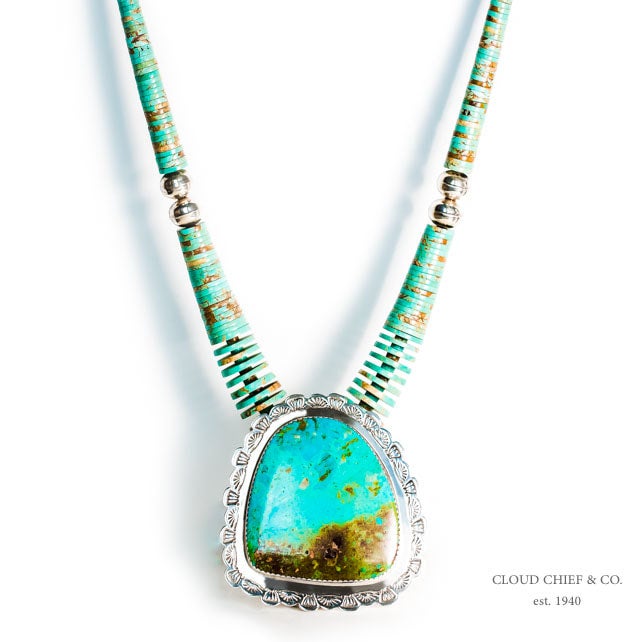 Ca'Win Jimmy Calabaza Santo Domingo Pueblo Turquoise Necklace