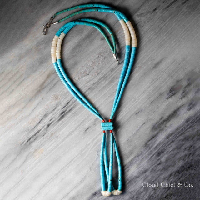 Native American Rare Vintage Santo Domingo Turquoise Coral Jacla Necklace Native American Rare Vintage Santo Domingo Turquoise Coral Jacla Necklace
