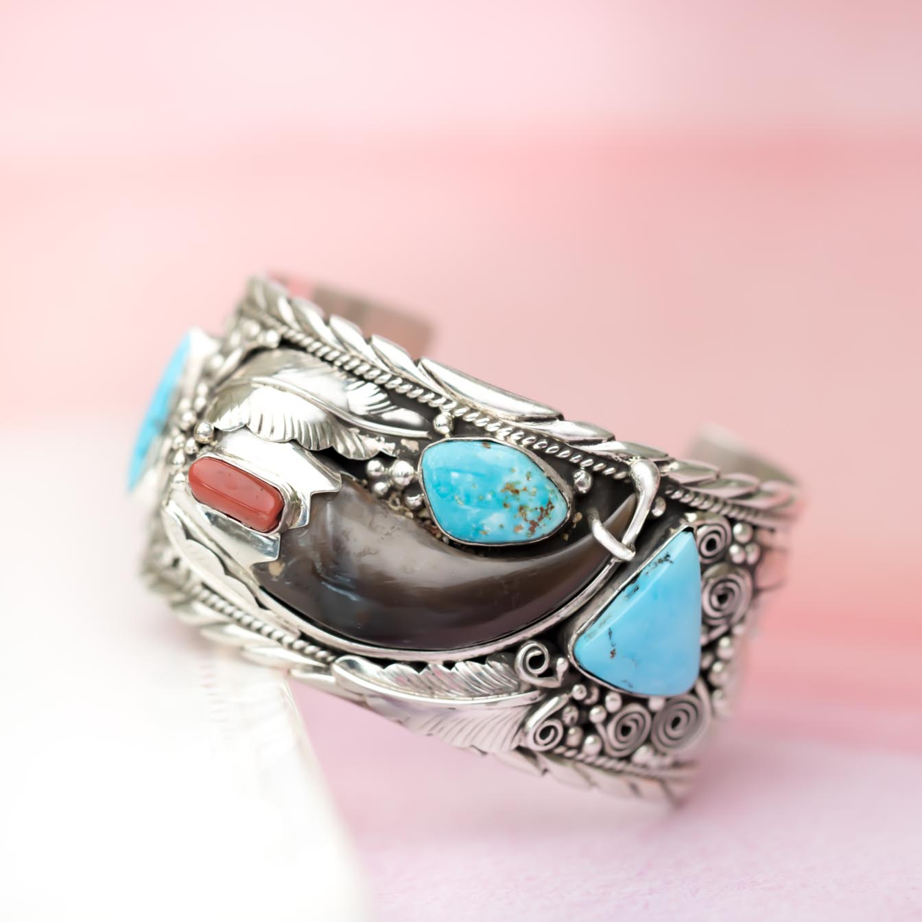 Native Handcrafted Sterling Silver Bear Claw Bracelet | Cloud 
