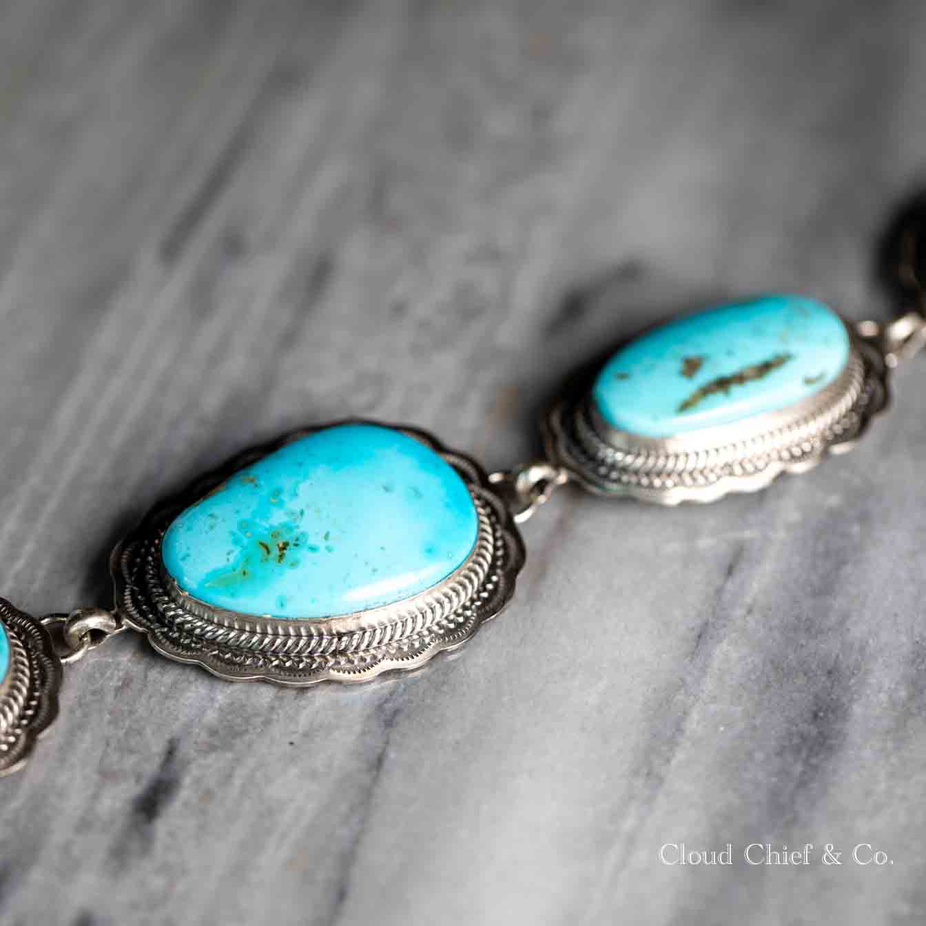 Gilbert Platero Navajo Sterling Silver Large Kingman Turquoise 