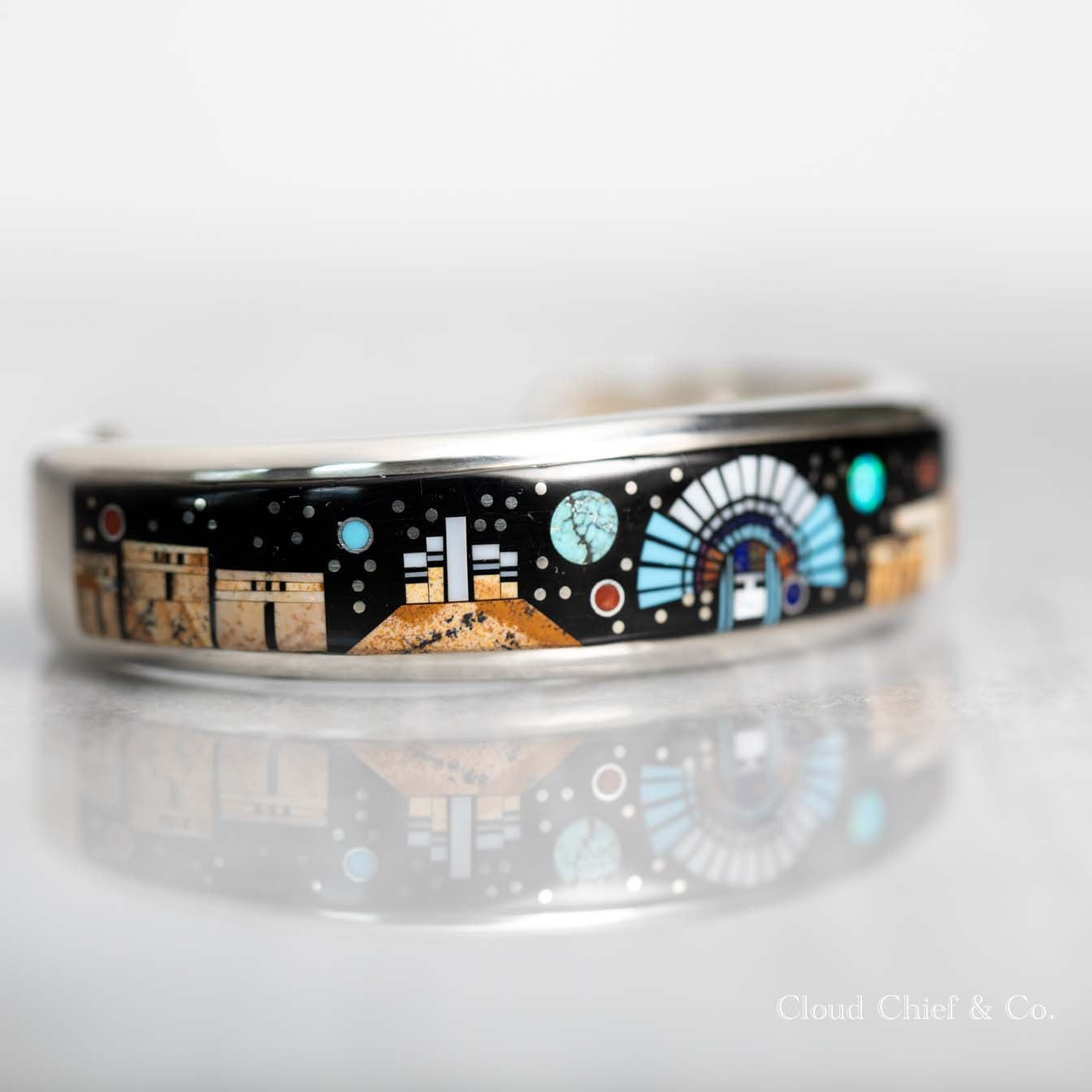 Clayton Tom Navajo Night Sky Kachina Multi-Color Stones Inlaid