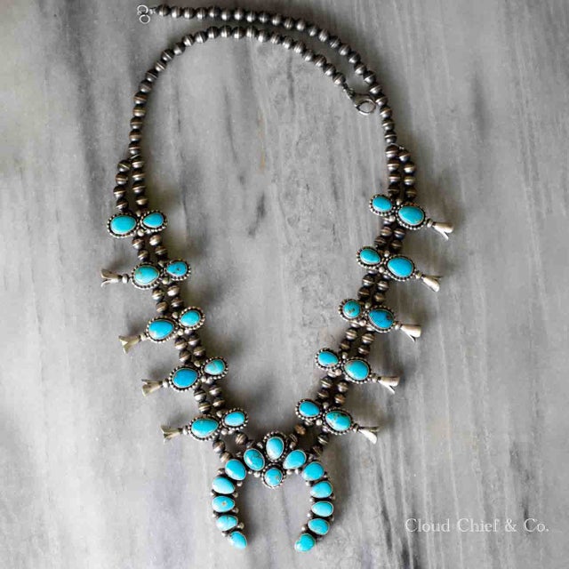 Native American Dan Coriz Santo Domingo Royston & Kingman Turquoise Sterling Silver Necklace