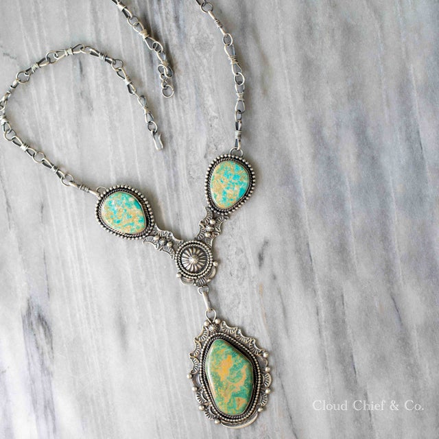 Native American Dan Coriz Santo Domingo Royston Turquoise Sterling Silver Necklace