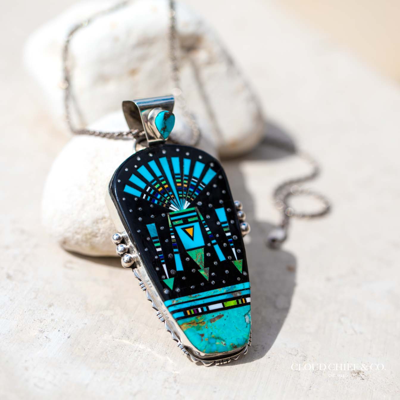 Navajo Ray Jack Multi Stones Inlaid Night Sky Kachina Pendant