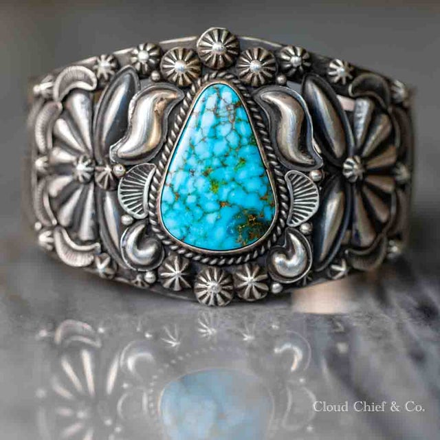 Intense Spider Web Turquoise Navajo Native American Jewelry Silver Necklace