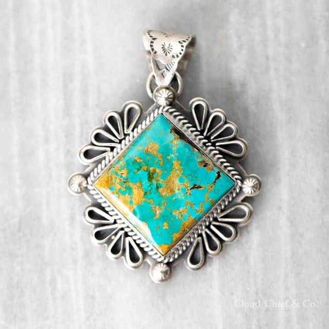 Native American Handcrafted Sterling Silver Turquoise Pendants