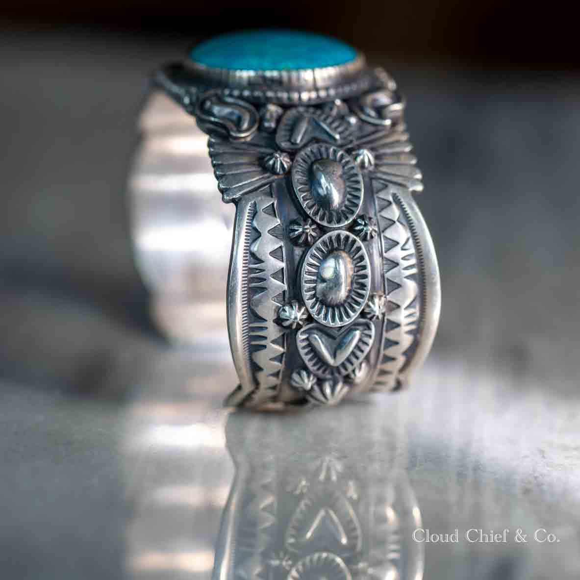 Roland Dixon Navajo Sterling Natural Kingman Turquoise Heavy