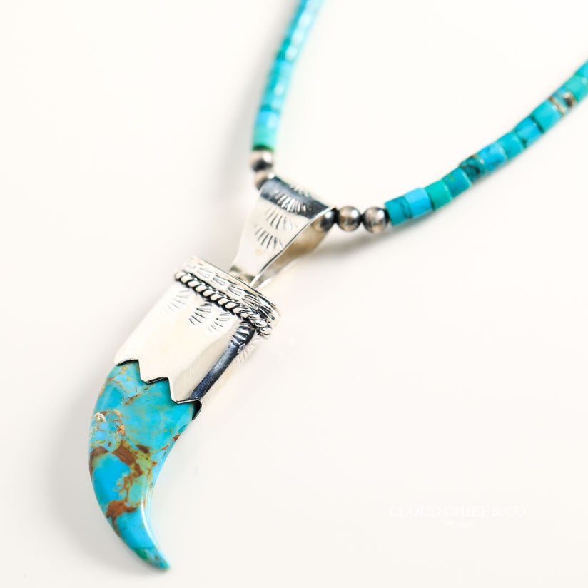 Bear Claw Necklace, Native American Indian Style Replica Grizzly Bear Claw  Necklace, Turquoise, Silver and Rosewood Hairpipe Beads, Handmade - Etsy