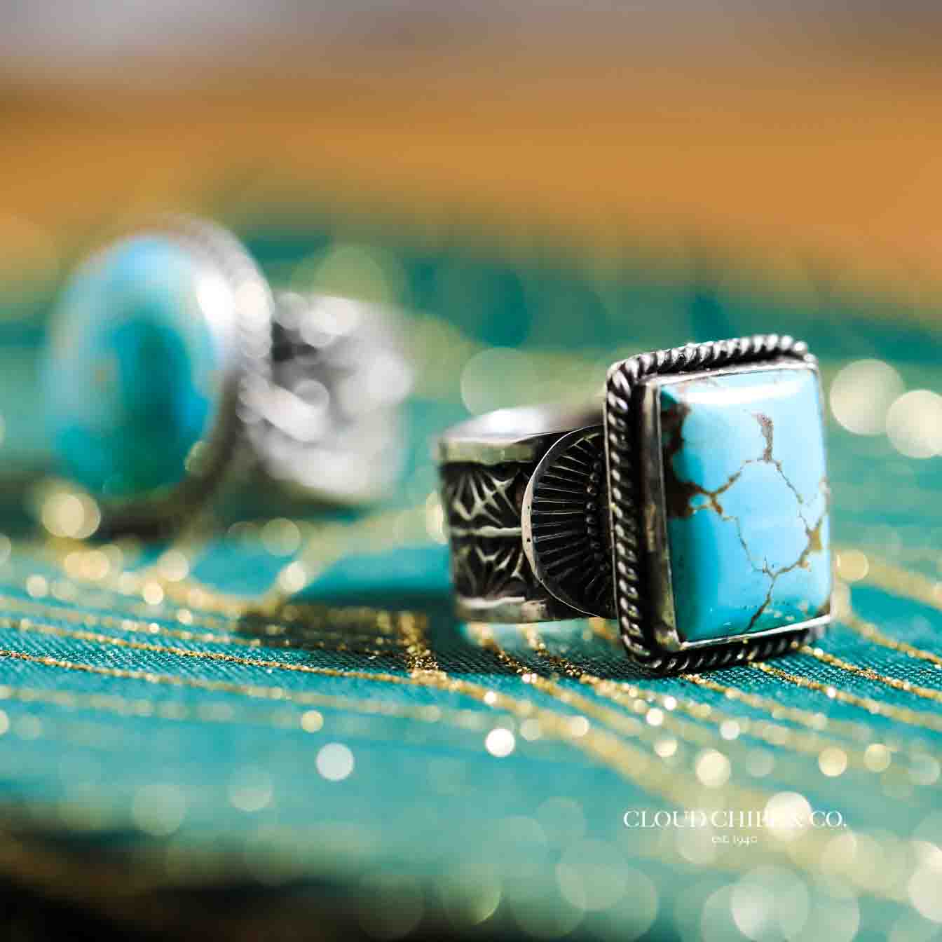 Sunshine Reeves Navajo Heavy Sterling Turquoise Ring