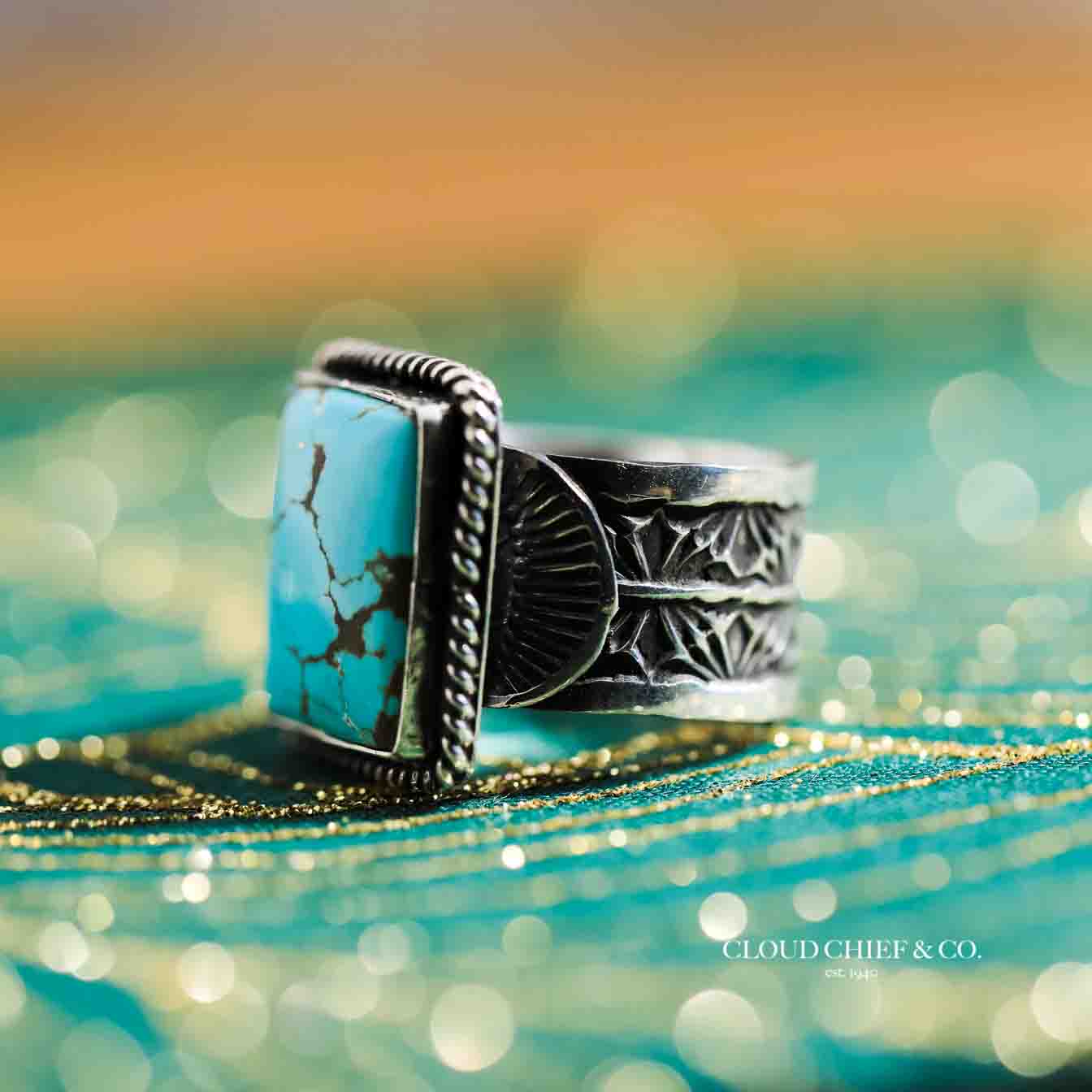 Sunshine Reeves Navajo Heavy Sterling Turquoise Ring