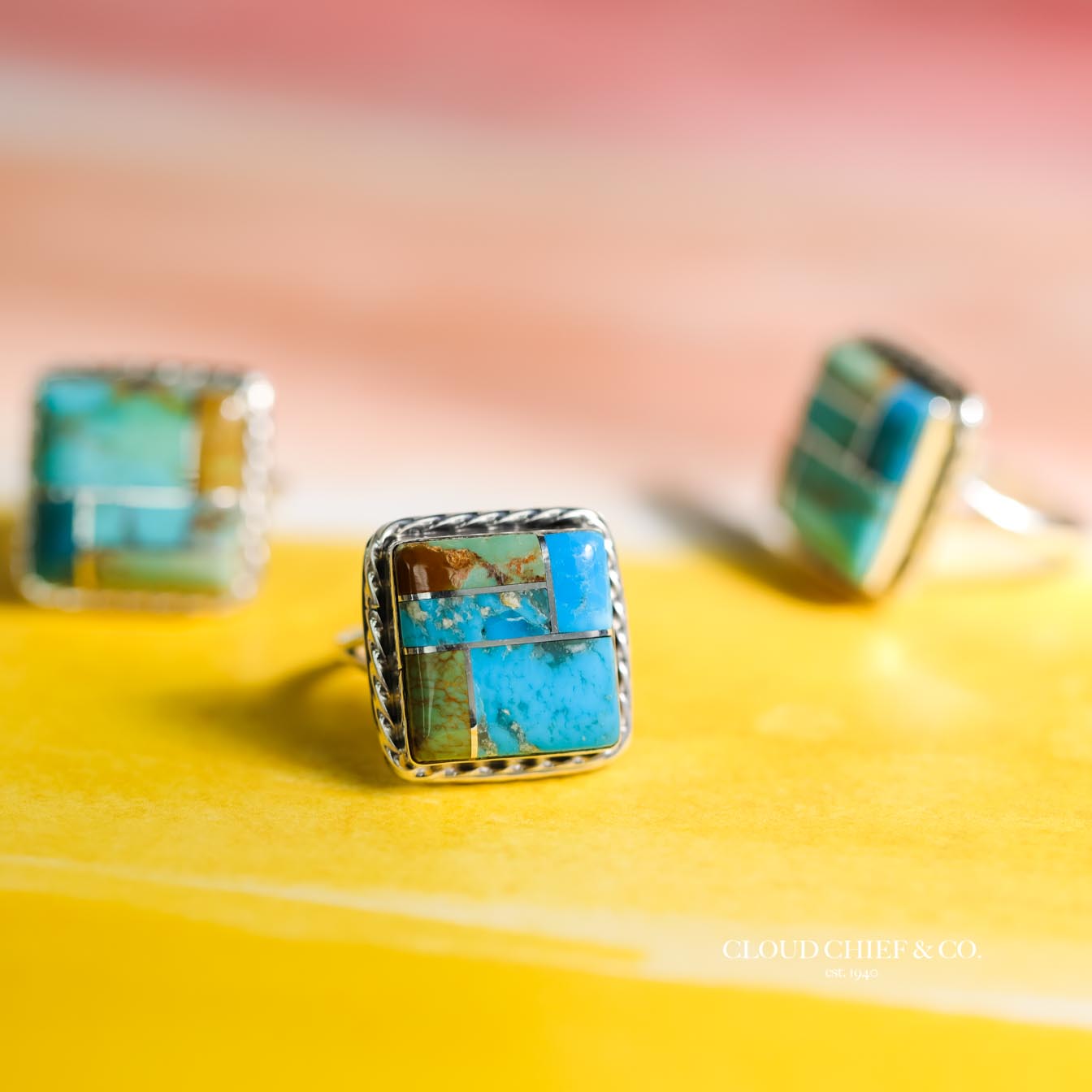 Square Cut Adjustable Turquoise Ring