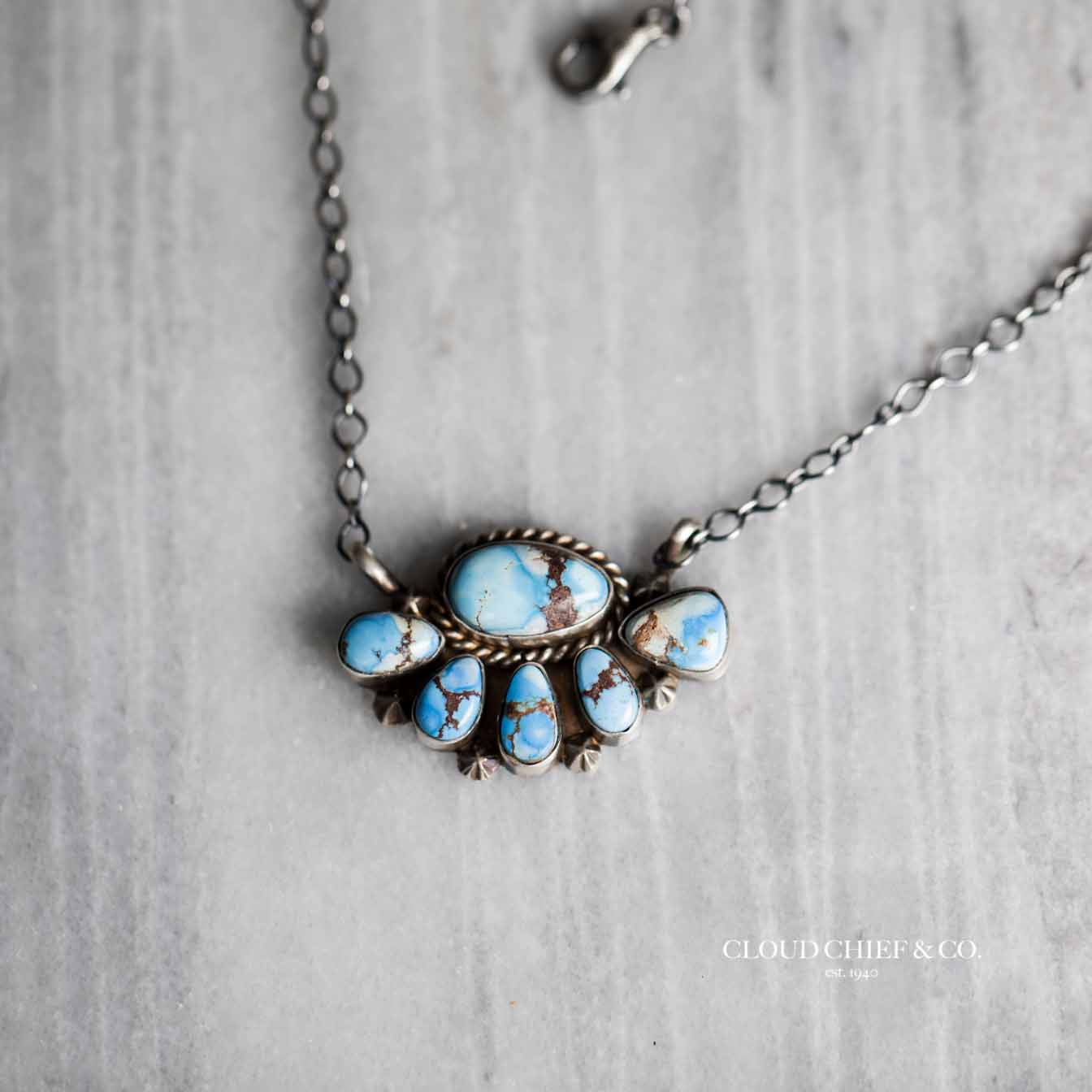 Turquoise Short Pendant Handmade by Delia Langan Jewelry Sterling Silver