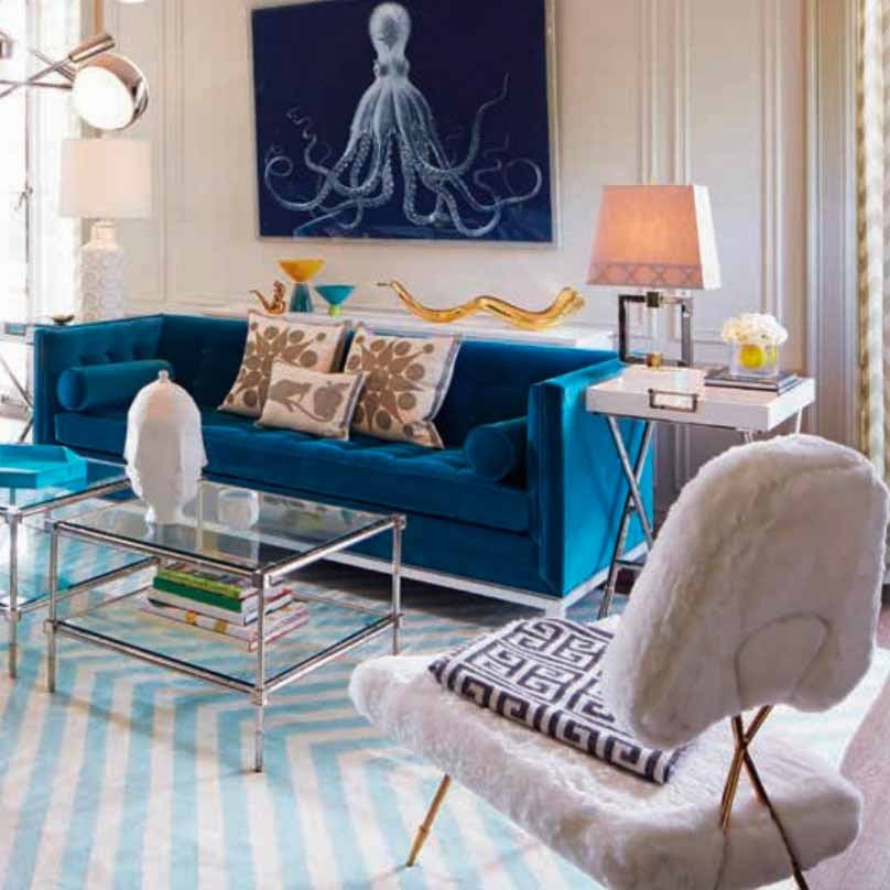 Jonathan Adler Lampert Sofa in Venice Peacock Velvet