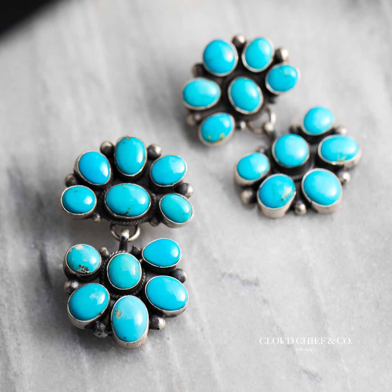 Grande Turquoise Cluster Earrings - Blue/Green Turquoise – L Trading