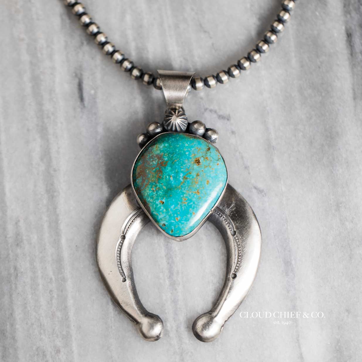 Vintage Navajo Sterling Silver Turquoise Leaf Necklace - Yourgreatfinds