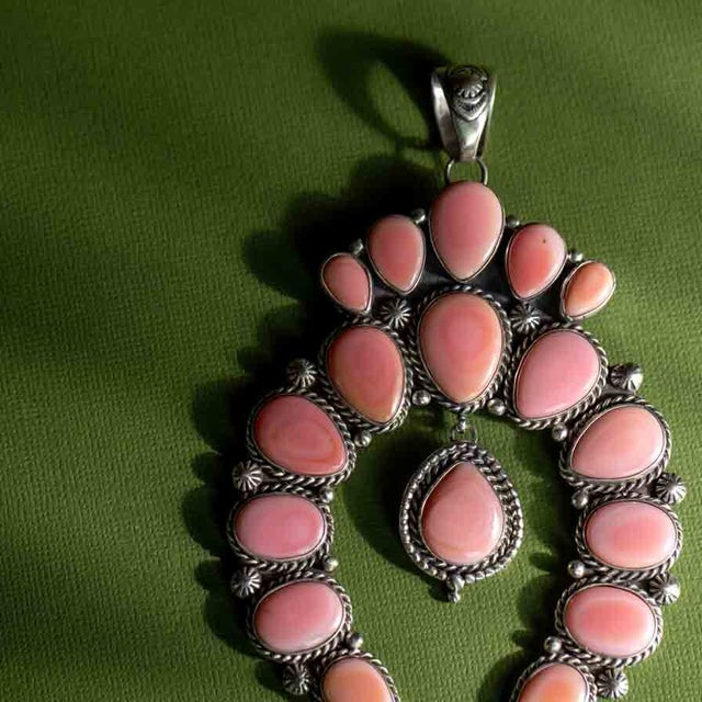 Native American Navajo sterling Pendant with 7 red coral stones /signed offers vintage