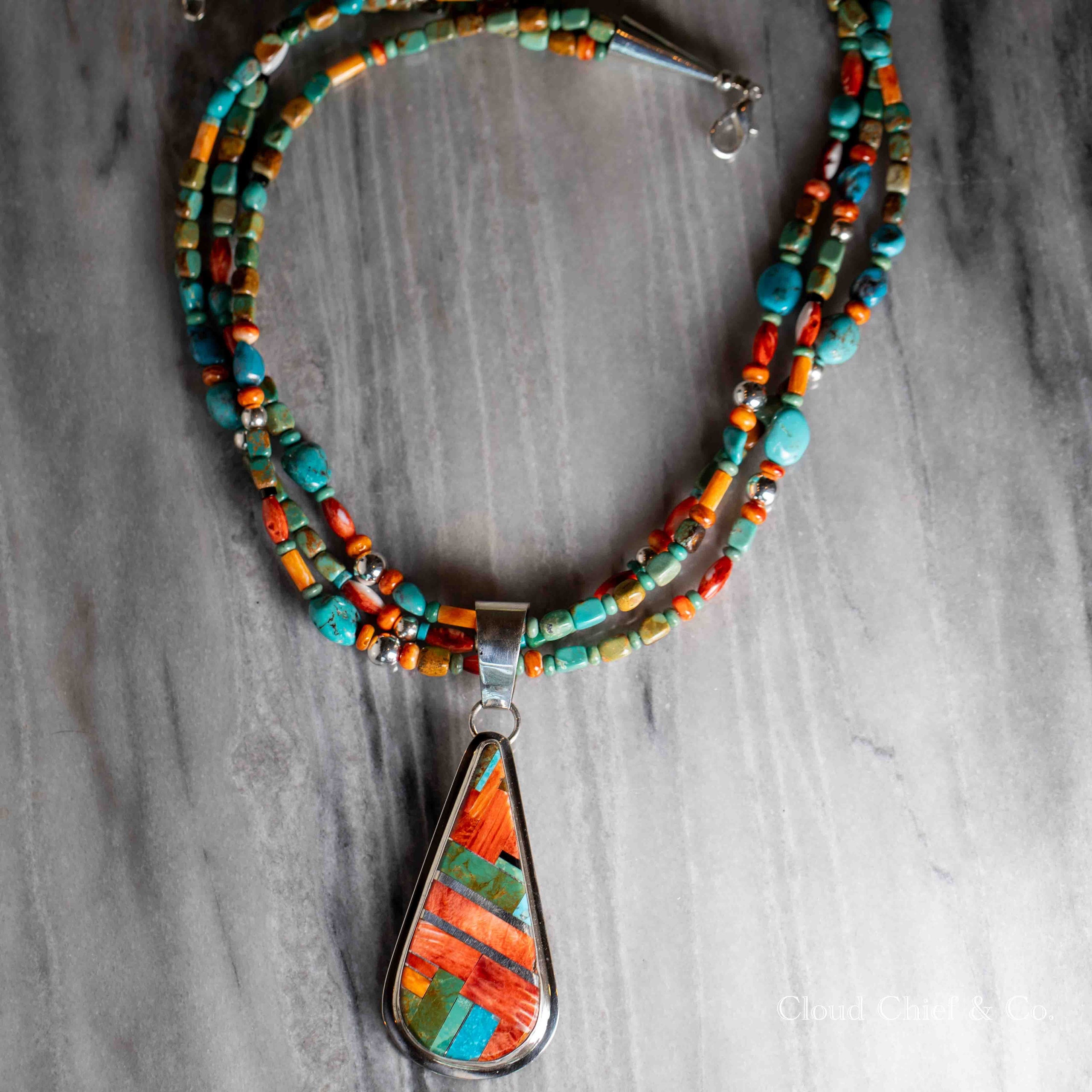 Native American Authentic Important Dan Coriz Santo Domingo Turquoise Sterling Silver Necklace
