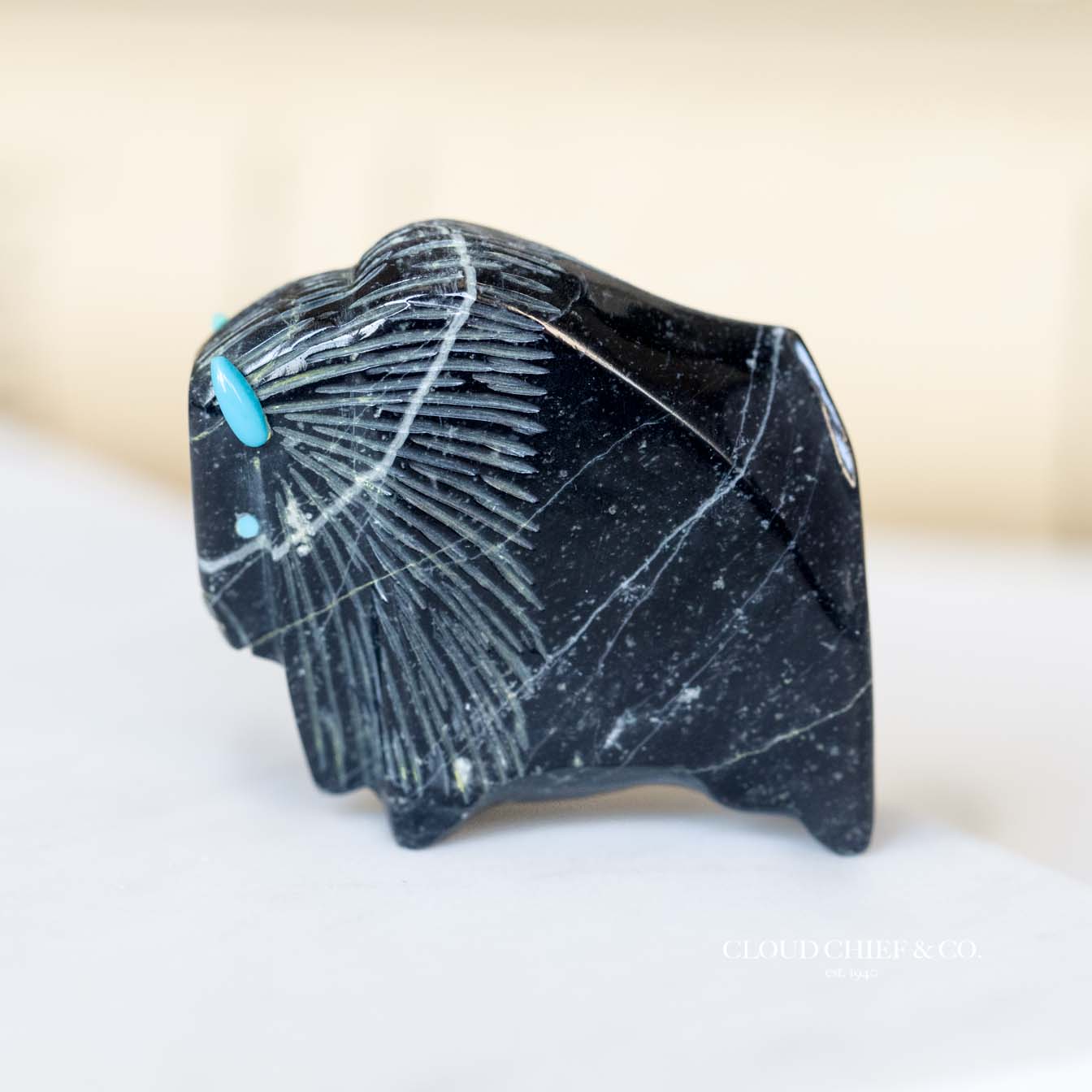 Buffalo Fetish with Turquoise by Zuni Artist Gale Lucio