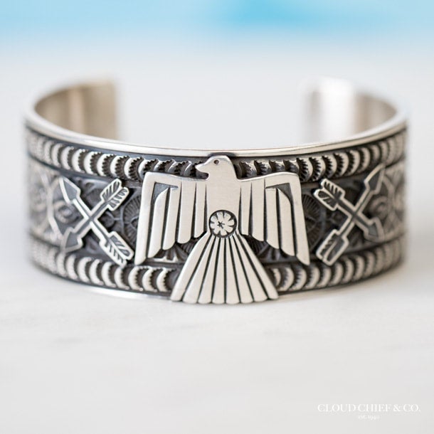 Sterling Silver Spiritual Symbols Cuff Bracelet